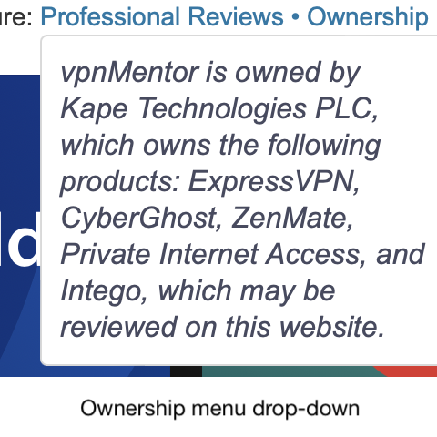 vpnMentor ownership disclosure screenshot